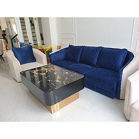 Bộ sofa luxury 2 đơn và 01 băng dài Juno Sofa kèm bàn trà mặt đá chân titan(màu sắc tùy chọn)