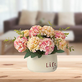 False Fake Artificial Flower Ceramics Vase with Pot Garden Decor Carnation