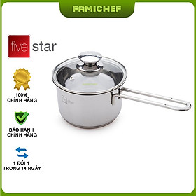 Quánh Inox 3 đáy nắp kính FiveStar FSQ14001 14cm