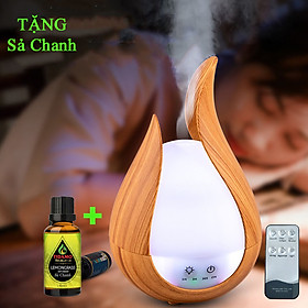 Combo Máy Khuếch Tán Tinh Dầu/ Máy Xông Tinh Dầu + Tinh Dầu Sả Chanh Nguyên Chất 10ML/ Chuyên Dụng Xông Tinh Dầu Gia Đình, Văn Phòng, Có Remote Điều Khiển và Đèn LED Biến Đổi Màu