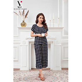 Bộ đồ mặc nhà trung niên Tole (lanh) Vicci BGS.06 thiết kế áo cộc tay, quần lửng ống sớ in họa tiết