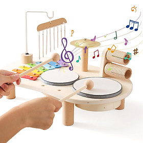 Kids Drum Set, Sensory Educational Toys, Preschool Wooden Percussion for Toddlers Gifts