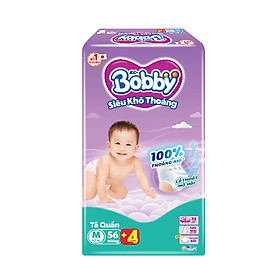 [TẶNG THÊM 4 MIẾNG] Tã quần Bobby Siêu Khô Thoáng - 100% Thoáng Khí  Super Jumbo - M56