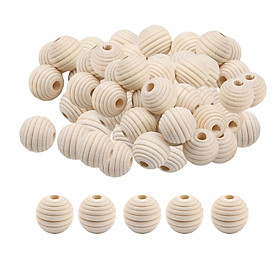 100Pcs Unfinished Wooden Beads Honeycomb Wood Beehive Beads Round Spacer Unpainted for Jewelry Making Macrame Findings Necklace Supplies