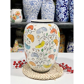 Mua Bình cắm hoa men ngọc lam  họa tiết vẽ thủ công. Gốm sứ Bát Tràng