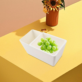 Kitchen Drain Fruit Bowl, Modern, Multipurpose, Double Layer Snack Storage Box for Desktop, Pantry, Dining Room, Restaurant