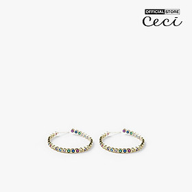 CECI - Khuyên tai nữ khoen tròn đính đá nhiều màu CC1-07000168