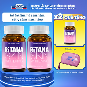 [Tặng Hộp 15v] Combo 2 Chai 60v – Viên Uống Trắng Da Ritana Ecogreen Chứa Glutathione Mờ Sạm Nám, Chống Nắng Cho Da