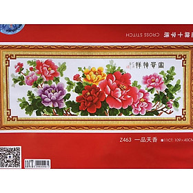 Tranh thêu chữ thập Mẫu đơn phú quý  Z463-109X40cm