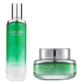 Bộ sản phẩm hỗ trợ trị mụn, giảm sưng viêm do mụn - Chiết xuất rau má Beauskin (1 Hộp kem 50g + 1 Chai nước hoa hồng 120ml)