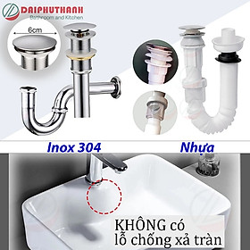Mua Bộ Xả Lavabo Xi Phông Labo Inox Và Nhựa Nút Nhấn Lớn - Dùng cho loại lavabo đặt bàn hoặc âm bàn Không có chống xả tràn