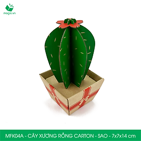 MFK04A - 7x7x14 cm - Cây xương rồng lắp ráp bằng giấy carton để bàn trang trí, bộ xếp hình sáng tạo