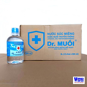 1 Thùng 12 chai Nước súc miệng Dr. Muối truyền thống 500ml