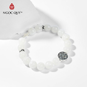 Vòng Tay Nam Xà Cừ Trắng Charm Thánh Giá 10mm Mệnh Thủy, Kim - Ngọc Quý Gemstones