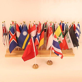 Bộ 36 cờ vải /quốc kỳ kèm chân đế (Flags of 36 countries with stand)