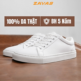 Giày sneaker nam ZAVAS full trắng da thật không bong tróc form giày gọn thời trang - Z68