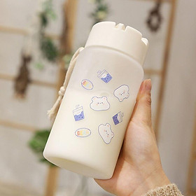 Bình Nước Dễ Thương Cô Gái Hoạt Hình Gấu Nhỏ 400ML Giáng Sinh Lễ Hội Tặng Không Chứa BPA Chống Rò Rỉ Sữa Hàn Quốc Mờ cốc - C-1, C-1