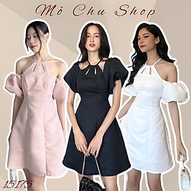 Đầm xòe cổ yếm rớt vai cổ cách điệu
