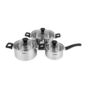 Bộ nồi bếp từ inox cao cấp 100% chất liệu 18/10 Supor 16-20-24cm hàng chính hãng H20211-T1