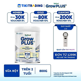Sữa bột Nutifood GrowPLUS+ Cao Lớn Vượt Trội trên 2 tuổi Lon 800g