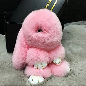 Digaren sprouting rabbit keychain pendant genuine car keychain chain backpack bag hanging decoration dead doll gift box decorated rabbit hair gift pink