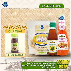 Combo nước mắm chay nguyên chất, nước mắm chay pha sẵn+ củ cải muối tặng kho quẹt chay