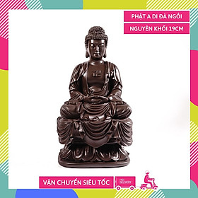 Mua Tượng phật A Di Đà ngồi đài sen nguyên khối nâu đất - Cao 19cm