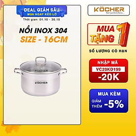Mua Nồi inox 304 5 đáy cao cấp size 16cm KOCHER sử dụng được mọi loại bếp
