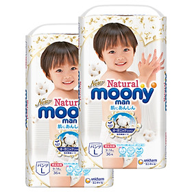 Combo 2 Tã Bỉm Moony Natural Bông Organic Cao Cấp Full Size