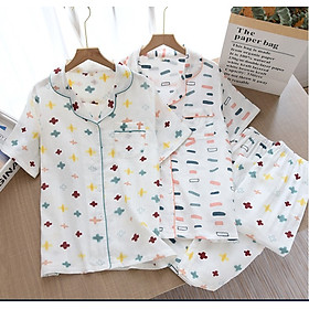 Pijama sau sinh thô đũi, đồ bộ mặc nhà ngắn tay mặc hè cực mát Azuno AZ2990