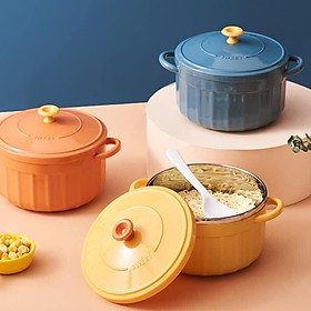 Mua Bát úp mỳ lõi inox giữ nhiệt có quai cầm tô đựng thực phẩm an toàn - vàng