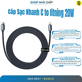 Cáp sạc nhanh, truyền dữ liệu tốc độ cao siêu bền Type C to IP Baseus Crystal Shine Series Fast Charging Data Cable 20W- Hàng chính hãng