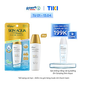 Kem chống nắng Skin Aqua dưỡng trắng, kiểm dầu, dùng hàng ngày dạng sữa Sunplay Skin Aqua Clear White Eco Việt Nam SPF50, PA++++ 25g