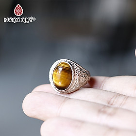 Nhẫn bạc nam mắt đá thạch anh mắt hổ - Ngọc Quý Gemstones