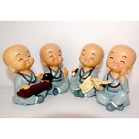 Mua Bộ tượng Bốn chú tiểu Cầm Kỳ Thi Họa áo lam ngộ nghĩnh cao 9cm