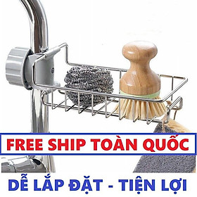 Kệ inox gắn vòi nước, treo bồn rửa chén bát