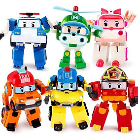 Bộ đồ chơi xếp hình biệt đội 6 máy bay - ô tô biến hình policar robocar poli