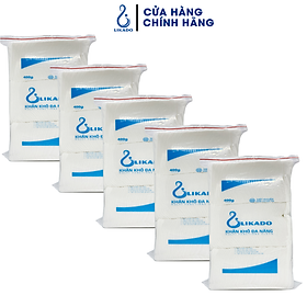 5 Bịch Khăn vải khô đa năng LIKADO 400g Mẫu Mới (15 x 20cm) 