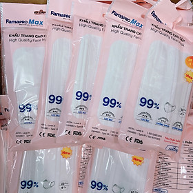 Combo 5 túi khẩu trang y tế 4 lớp kháng khuẩn cao cấp Famapro max, khẩu trang y tế trắng mịn - Quà tặng sức khỏe