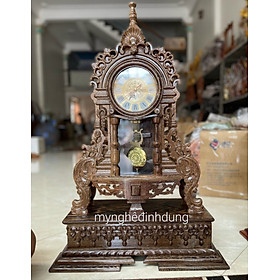 Mua Combo đồng hồ quả lắc để bàn kt cao 70x45x15cm + kệ chân đế 15x52x29cm bằng gỗ mun đuôi công