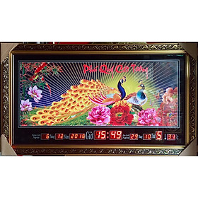 Đồng hồ tranh điêu khắc đèn led đổi màu Phú quý cát tường - K312