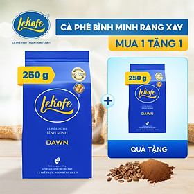 [MUA 1 TẶNG 1] Cà phê rang xay Bình Minh Lekofe 100% Robusta Đắng đậm chát nhẹ Túi 250gram