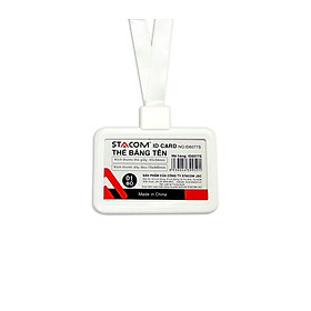 Bộ 2 Bộ Dây Đeo Bảng Tên Nhựa Ngang Stacom ID6077S - Trắng