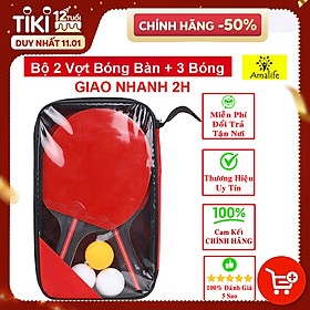 Hình ảnh Bộ 2 Vợt Bóng Bàn Chính Hãng Amalife + Túi Đựng Vợt Bóng Bàn + 3 Bóng