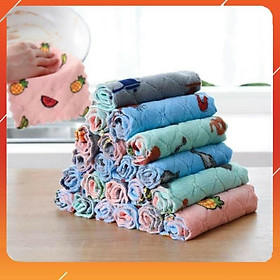 Mua Set 10 khăn lau đa năng 2 mặt hình họa tiết hoa quả  siêu thấm hút