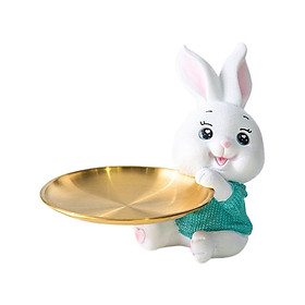 Rabbit Storage Tray Statue Ornament Sculpture for Living Room Entryway Decor