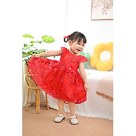 Đầm Công Chúa Màu Đỏ Tamiuy Đính Hoa Cao Cấp (1-10T)