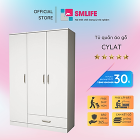 Tủ quần áo gỗ hiện đại SMLIFE Cylat | Gỗ MDF dày 17mm chống ẩm | D120xR47xC180cm