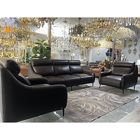 Mua Combo ghế sofa băng da bò Italy Juno sofa màu đen SFBCT03 2m2 hàng cao cấp chuẩn da bò nhập khẩu Ý