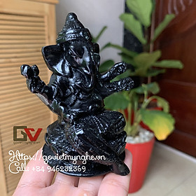 Hình ảnh Tượng đá thần voi ganesha - màu đen